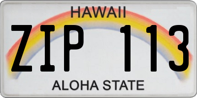 HI license plate ZIP113
