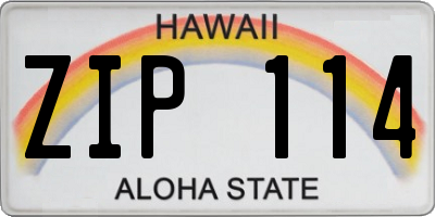 HI license plate ZIP114
