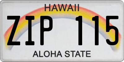 HI license plate ZIP115