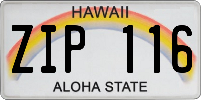 HI license plate ZIP116