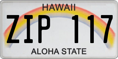 HI license plate ZIP117