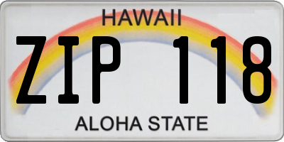 HI license plate ZIP118