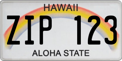 HI license plate ZIP123
