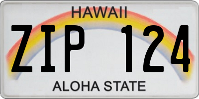 HI license plate ZIP124