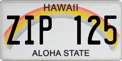 HI license plate ZIP125
