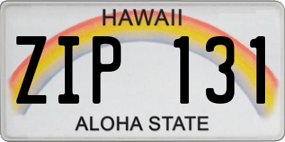 HI license plate ZIP131