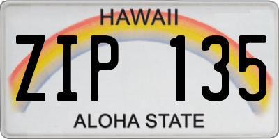 HI license plate ZIP135