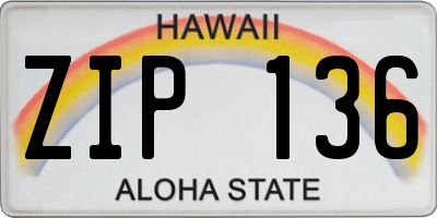 HI license plate ZIP136