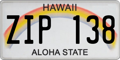 HI license plate ZIP138