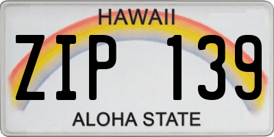 HI license plate ZIP139