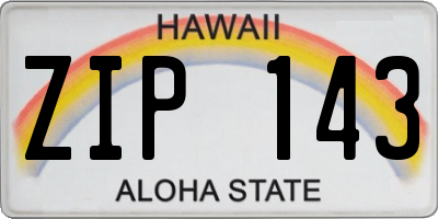 HI license plate ZIP143