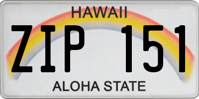 HI license plate ZIP151
