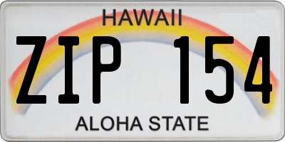 HI license plate ZIP154