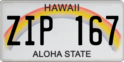 HI license plate ZIP167