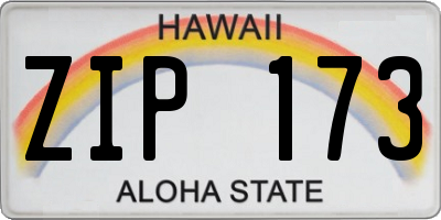 HI license plate ZIP173