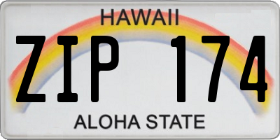 HI license plate ZIP174