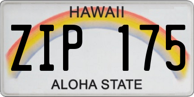 HI license plate ZIP175
