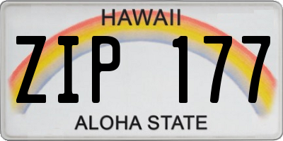 HI license plate ZIP177