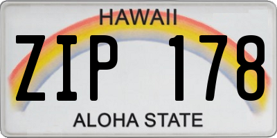 HI license plate ZIP178