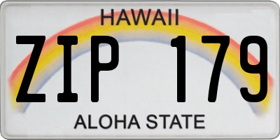 HI license plate ZIP179
