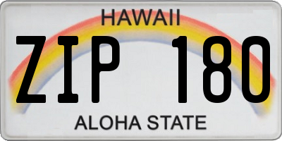 HI license plate ZIP180