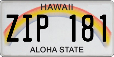 HI license plate ZIP181