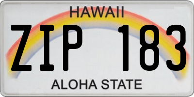 HI license plate ZIP183
