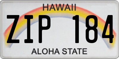 HI license plate ZIP184