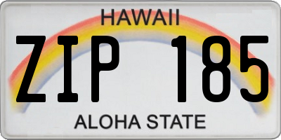 HI license plate ZIP185