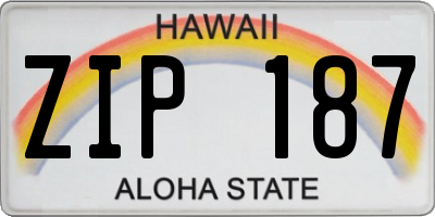 HI license plate ZIP187