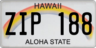 HI license plate ZIP188
