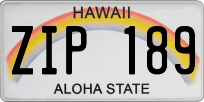 HI license plate ZIP189