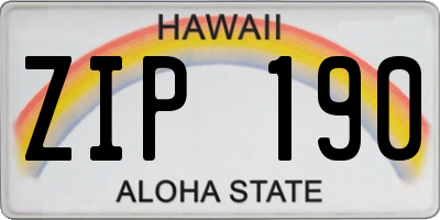 HI license plate ZIP190