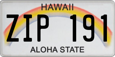 HI license plate ZIP191