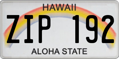 HI license plate ZIP192