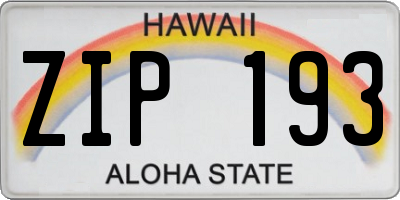 HI license plate ZIP193