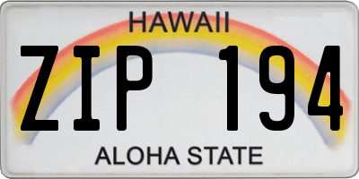 HI license plate ZIP194