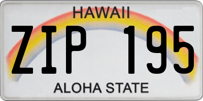 HI license plate ZIP195