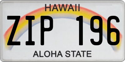 HI license plate ZIP196