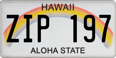 HI license plate ZIP197