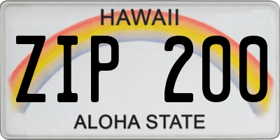 HI license plate ZIP200