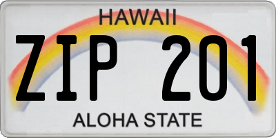 HI license plate ZIP201