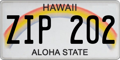 HI license plate ZIP202