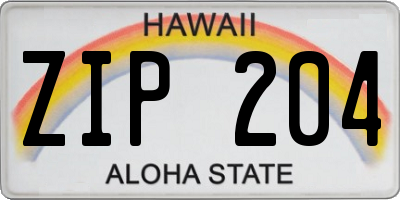 HI license plate ZIP204