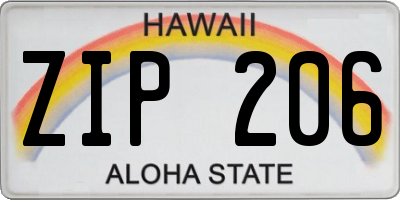 HI license plate ZIP206