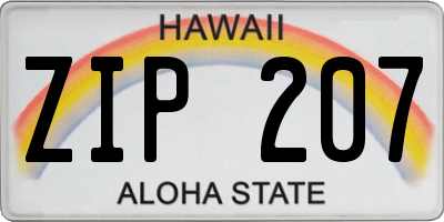 HI license plate ZIP207