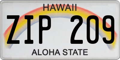 HI license plate ZIP209