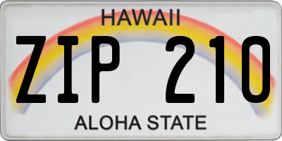 HI license plate ZIP210