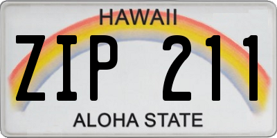 HI license plate ZIP211