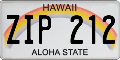 HI license plate ZIP212